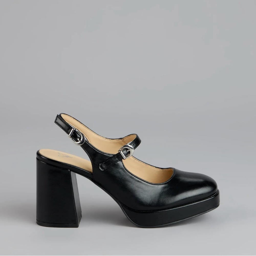 Windsor Black Block Heel Mary Janes - Picture 2 of 3